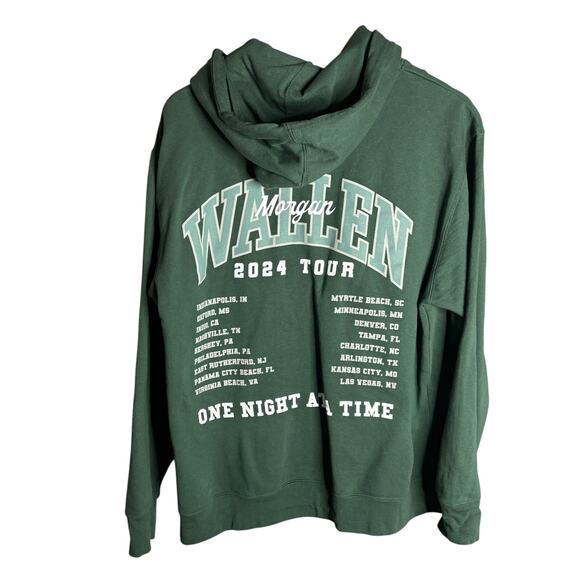 Morgan Wallen One Night At A Time World Tour Hoodie Green Size M - Picture 3 of 4